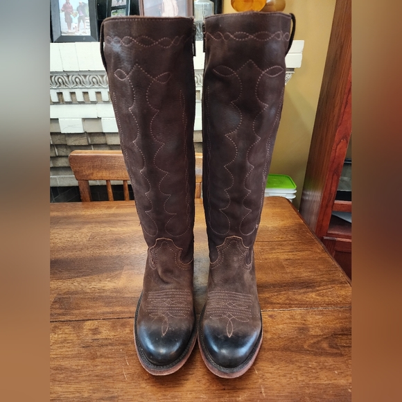 LIBERTY Black Shoes Liberty Black Nubuck Grease Leather Cowboy